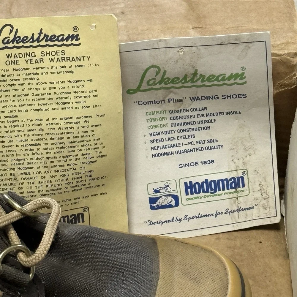 VTG Hodgman Lakestream Wading Boots Sz 11 Fight Club Collectors Original Box